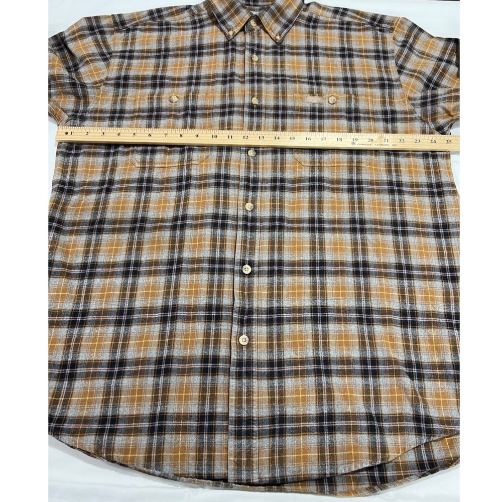 Carhartt Plaid Flannel Button Down Mens Large Brown Long Sleeve Work Shirt F06 - Picture 8 of 12
